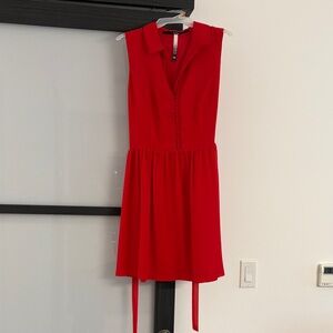 Kensie Red Sleeveless Collared Mini Dress